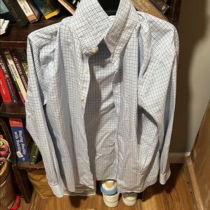 Charles Tyrwhitt White and Blue Plaid Dress Shirt